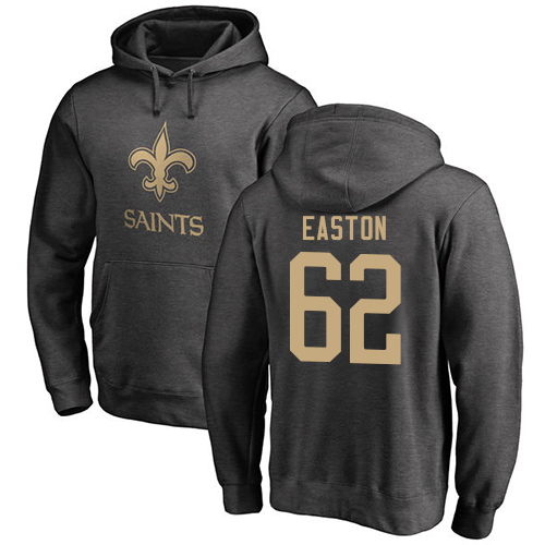 Men New Orleans Saints Ash Nick Easton One Color NFL Football #62 Pullover Hoodie Sweatshirts